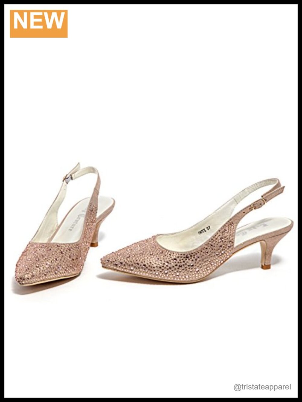 Rhinestone Embellished Slingback Kitten Heel Pointed Toe Pumps for Wedding Party